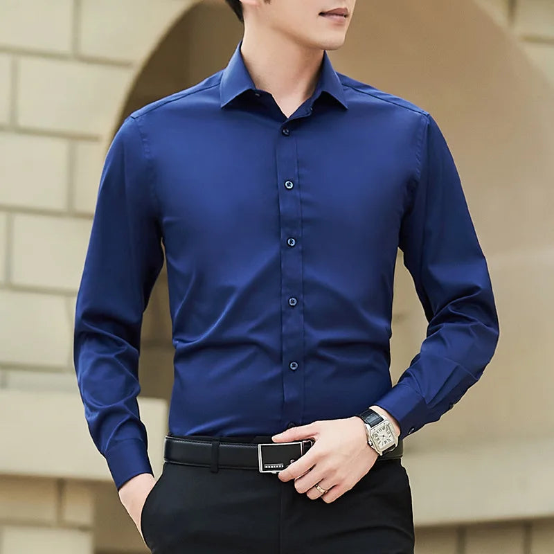 Classic Casual Slim White Long Sleeve Shirt