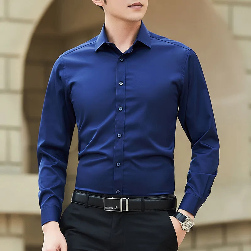 Classic Casual Slim White Long Sleeve Shirt