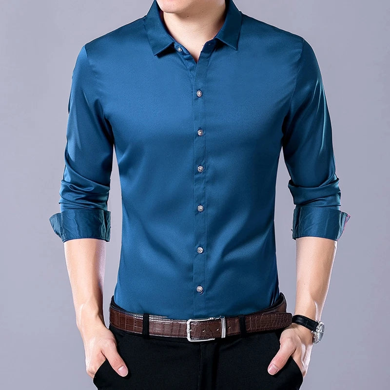 Men's Casual Fashion  Solid Color  Shirt