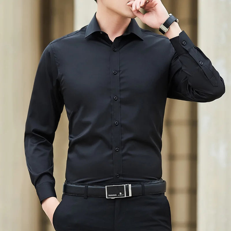 Classic Casual Slim White Long Sleeve Shirt