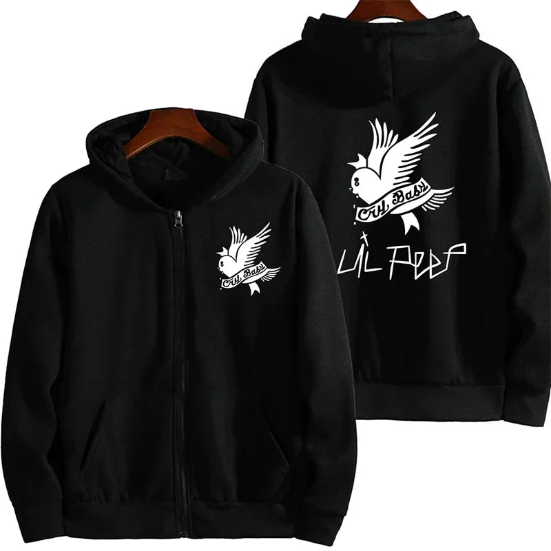Y2K Lil Peep Hoodies Sweatshirts Men Autumn Oversized Long Sleeve Printed Zip Men Women Casual Loose All-match Hoodie